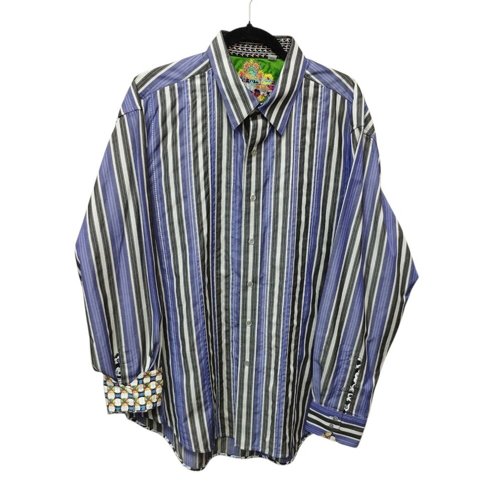 Robert Graham Mens Flip Cuff Long Sleeve Button Up Shirt XL Embroidered Artsy